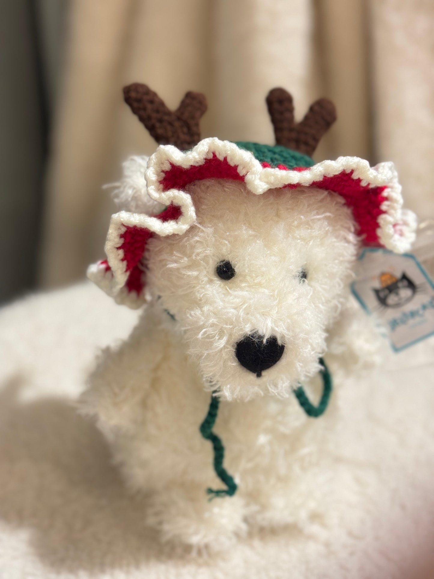 Christmas Reindeer Hat for Jellycat Junior Bart or Littles