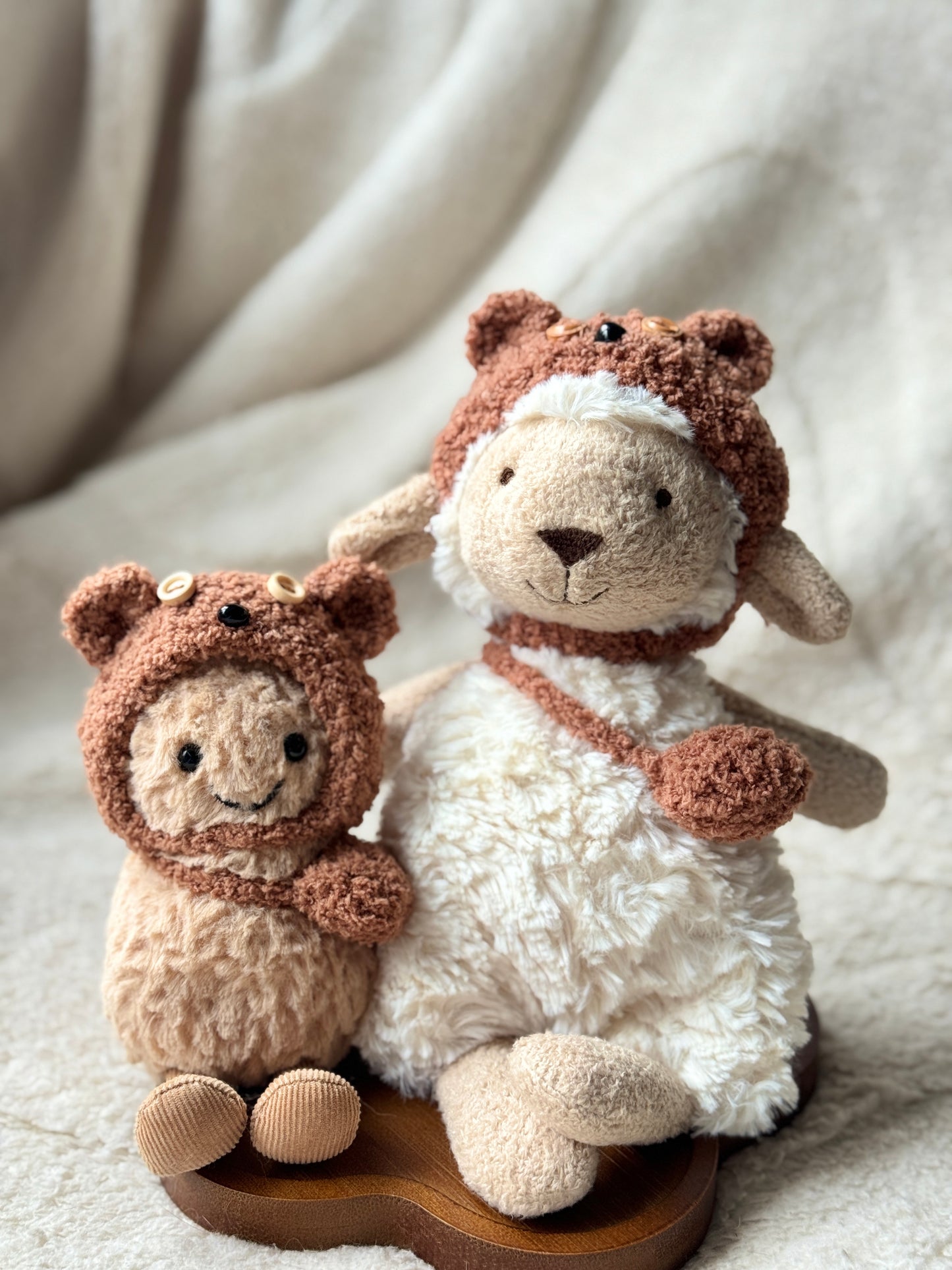 Bear Hat & Bag Set for Jellycat Lollie Lamb and Peanut (Similar Size Plushies)