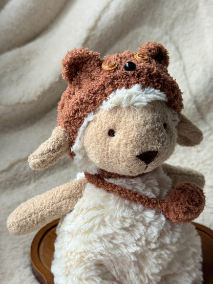 Bear Hat & Bag Set for Jellycat Lollie Lamb and Peanut (Similar Size Plushies)