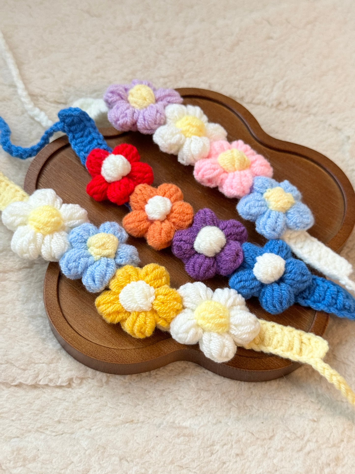 🌸 Crochet Floral Headband for Jellycat – Adjustable & Adorable! 🌼