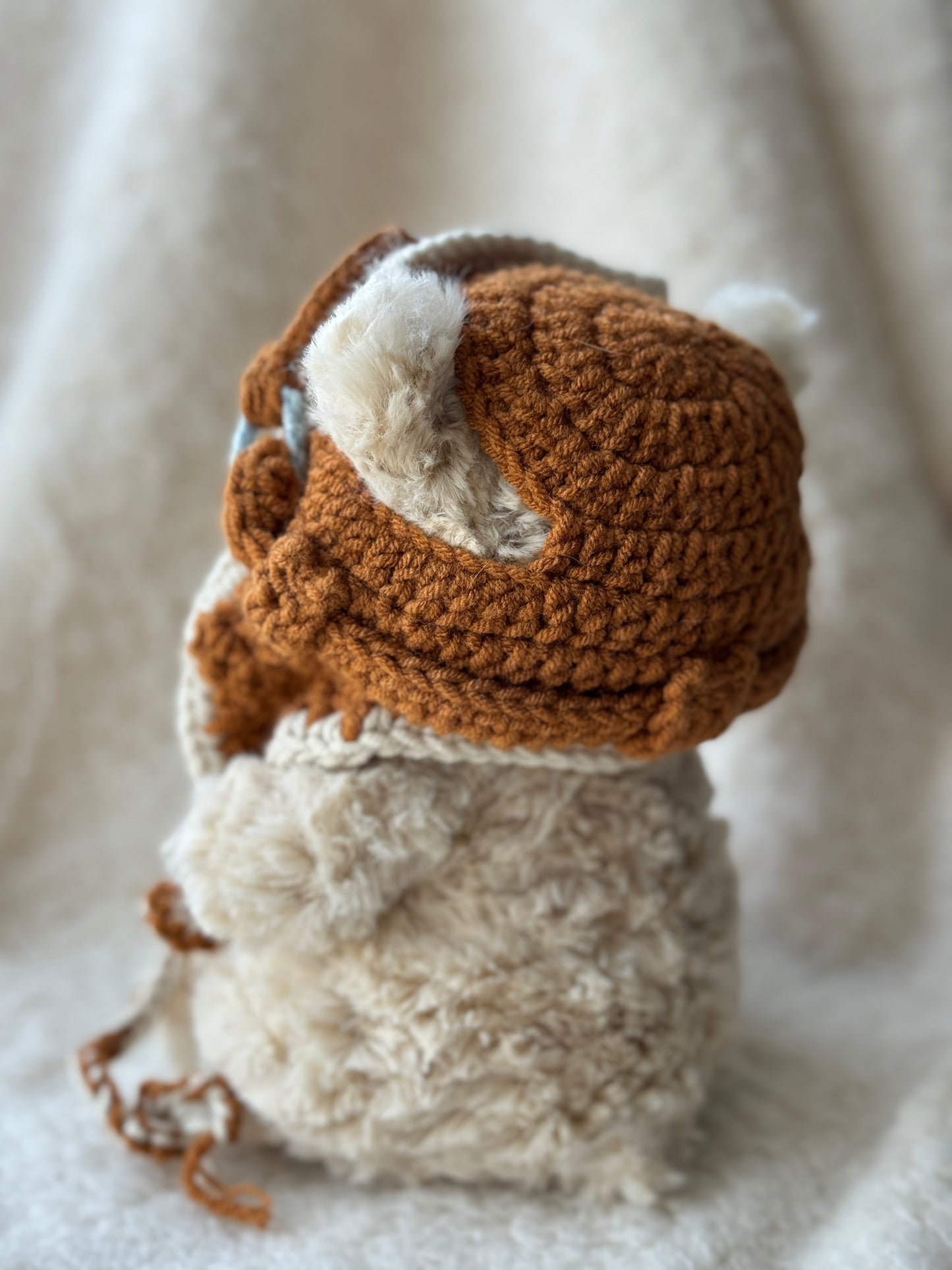 Vintage Pilot Bonnet with Goggles | Handmade Crochet Aviator Hat for Jellycat Bart Junior Bear