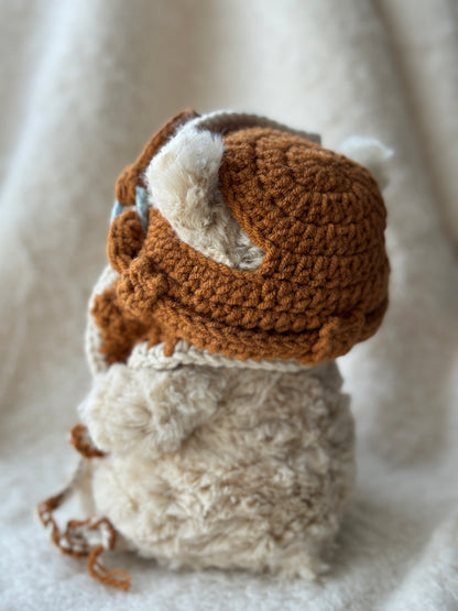 Vintage Pilot Bonnet with Goggles | Handmade Crochet Aviator Hat for Jellycat Bart Junior Bear